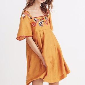 Madewell Embroidered Marigold Square Neck Dress